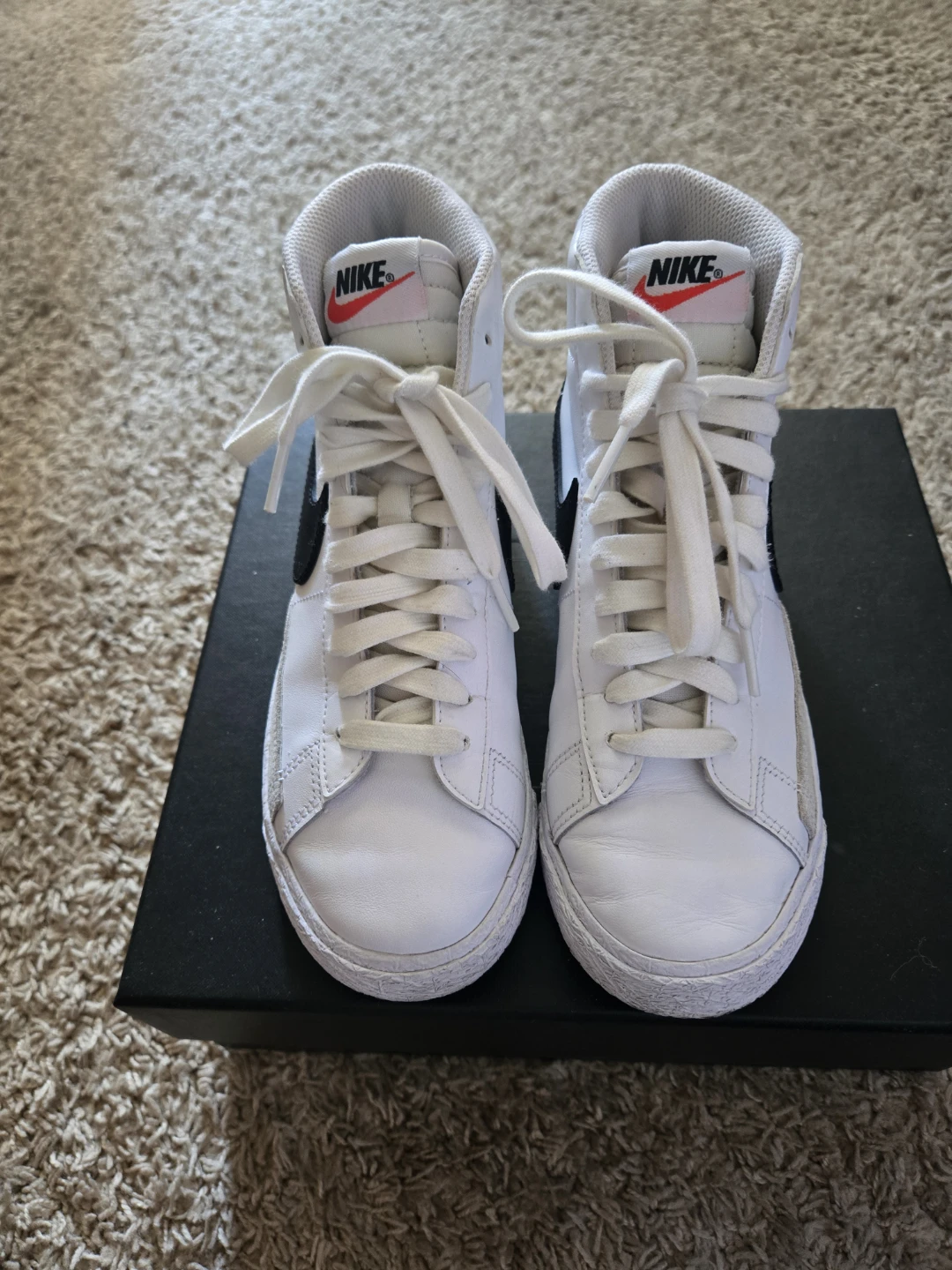 Nike Blazer Mid '77 Vintage White Black Sneakers Youth Size 4Y