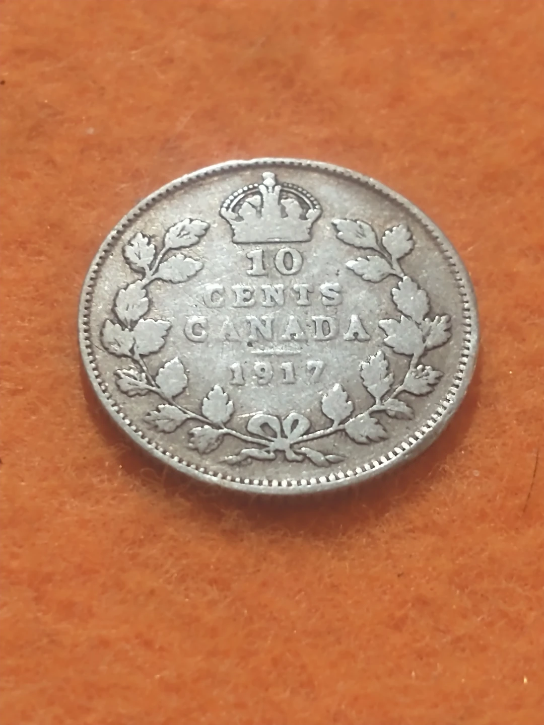 VF 1917 Canada George V .925 silver dime KM #23