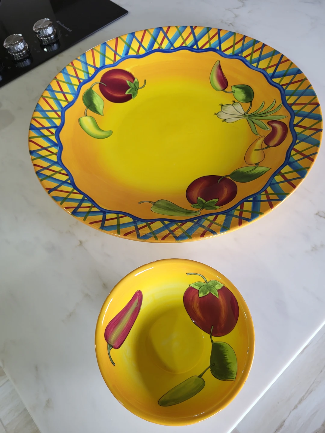 Hand-Painted Chip and Dip Platter with Bowl - photo 2