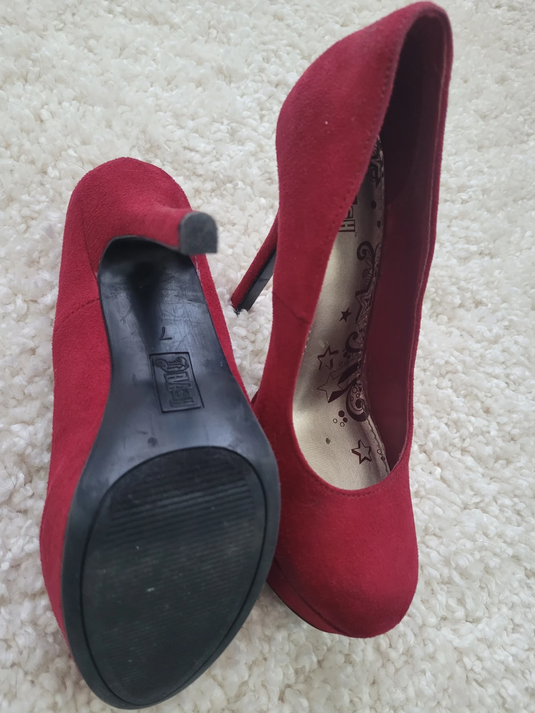 Red velvet/suede Platform High Heels - Size 7 - photo 3