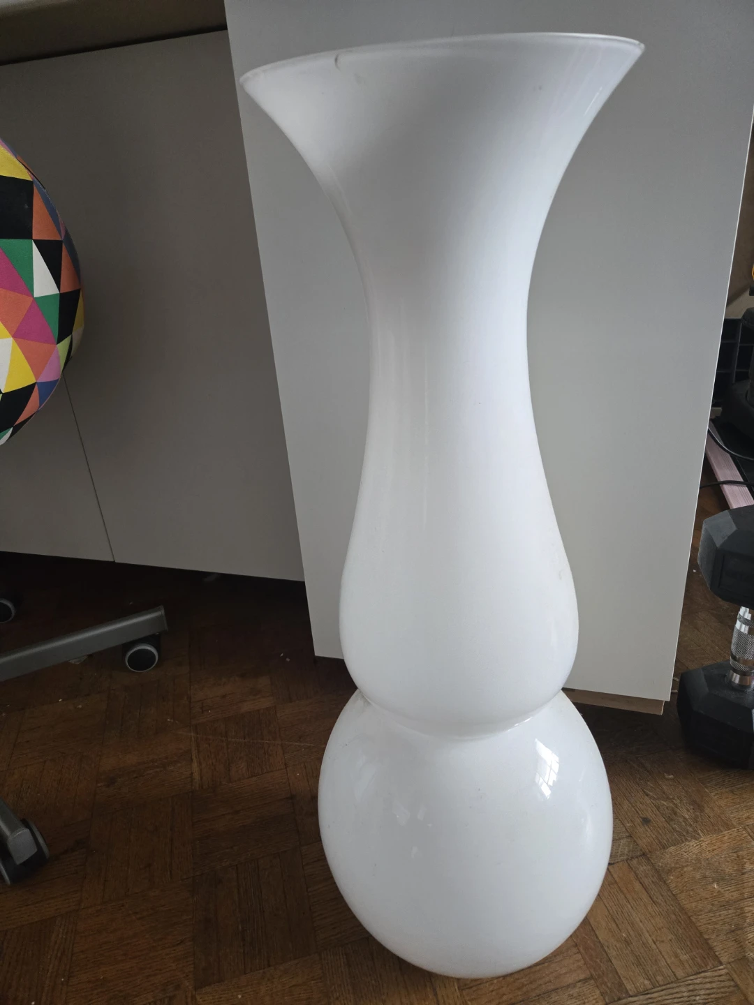 2 Large White Glass Vase