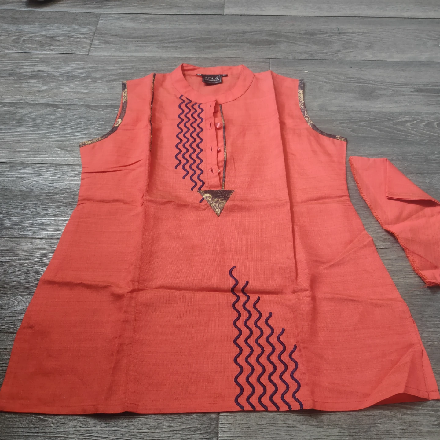 Brand new Girls Orange Sleeveless Kurti with Zigzag Design - XL - photo 3