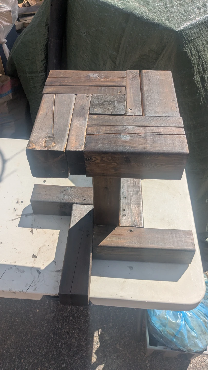 Wooden Pedestal Plant Stand or Side Table - photo 2