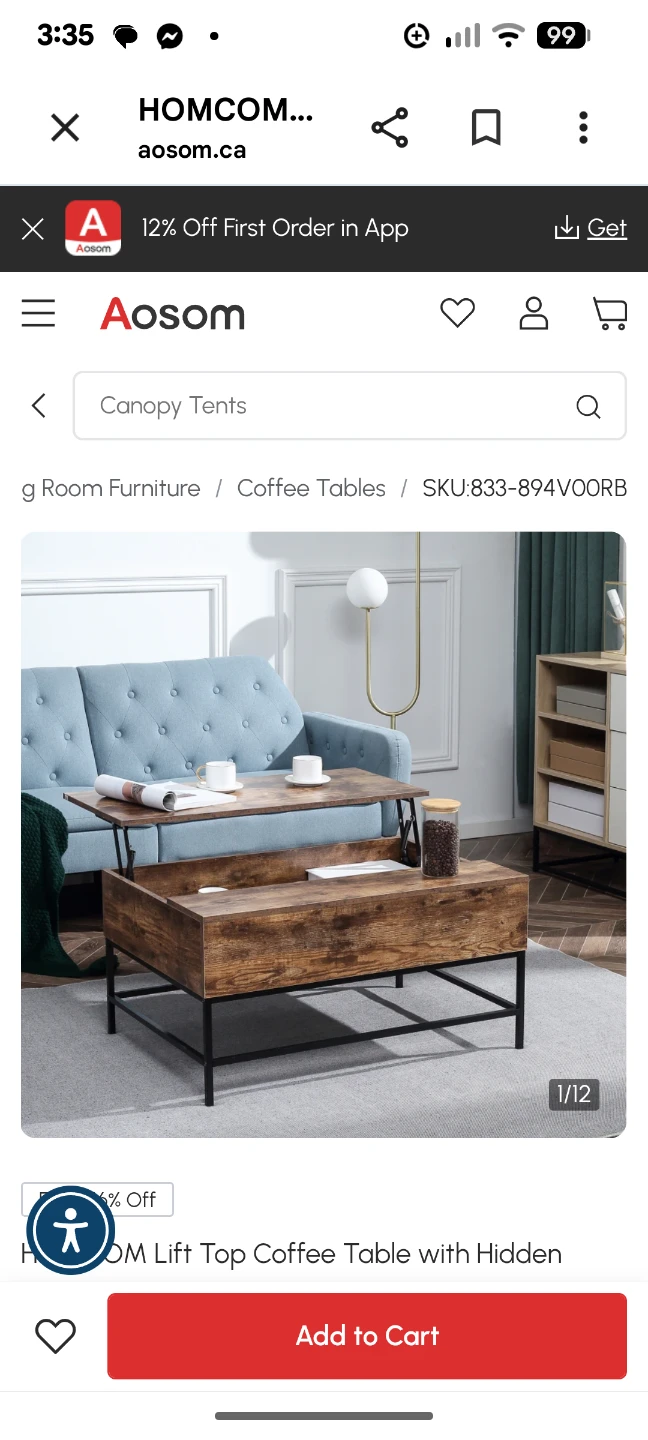 Brand new Lift top table