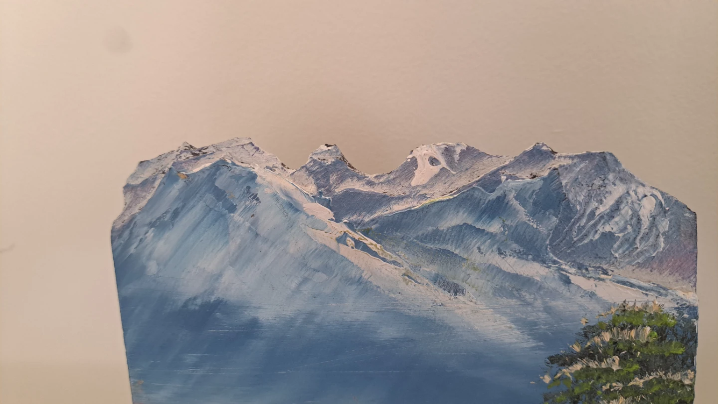 Signed Mountain Landscape Oil Painting on Slate - photo 4