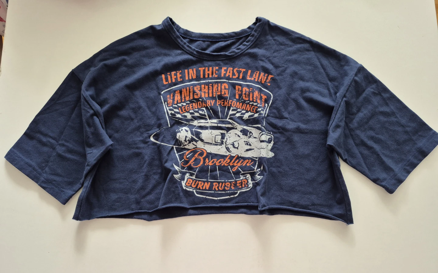 Blue Graphic Cropped T-Shirt