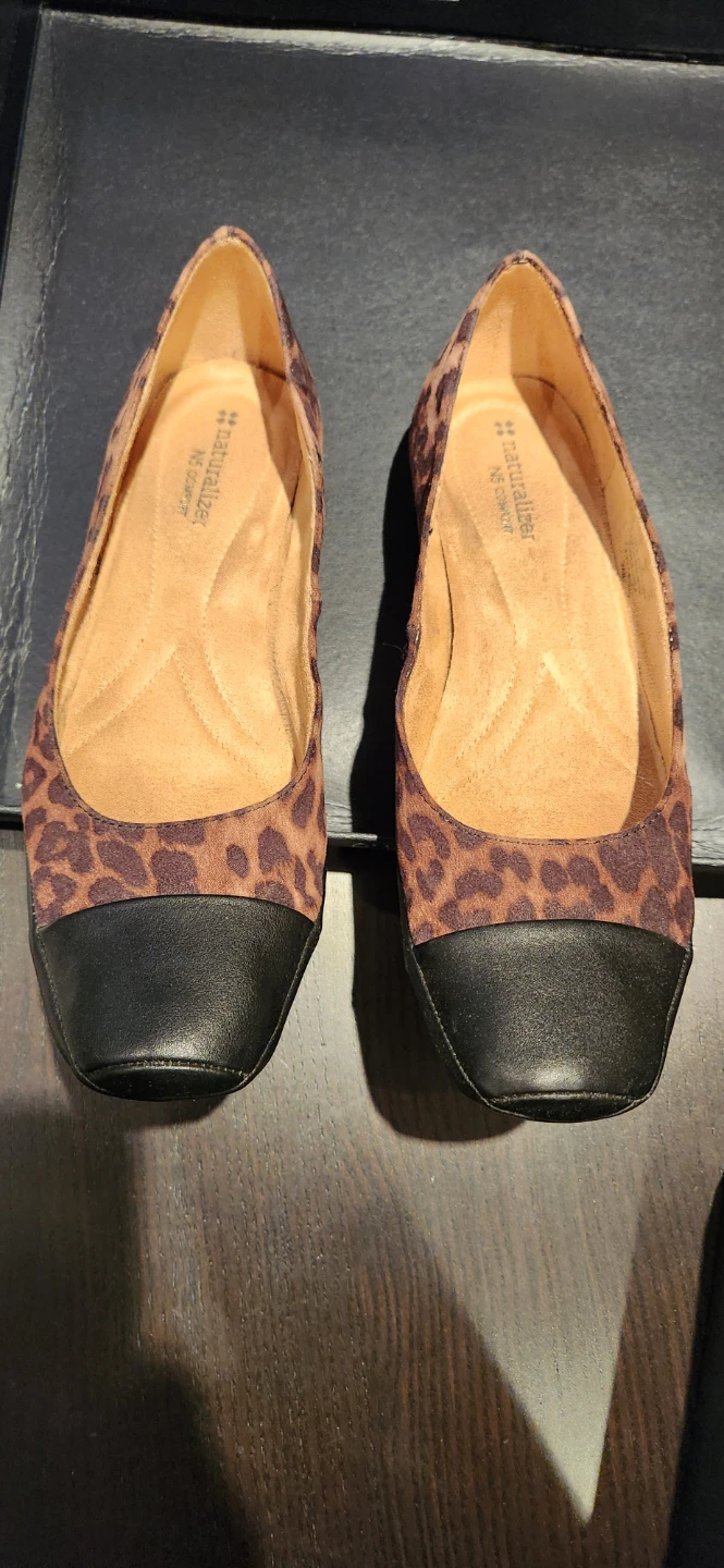 Naturalizer Leopard Print Ballet Flats with Black Toe Cap