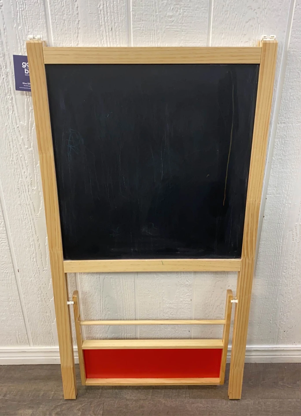 Wooden Easel Chalkboard with Red Tray - photo 4