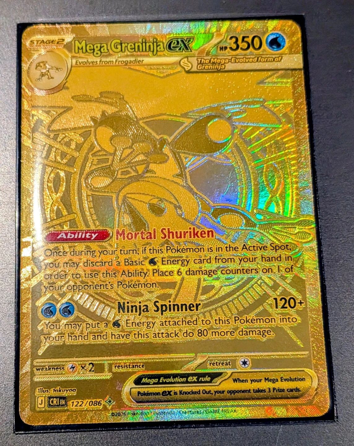 MEGA GRENINJA EX GOLD POKEMON CARD 122/086