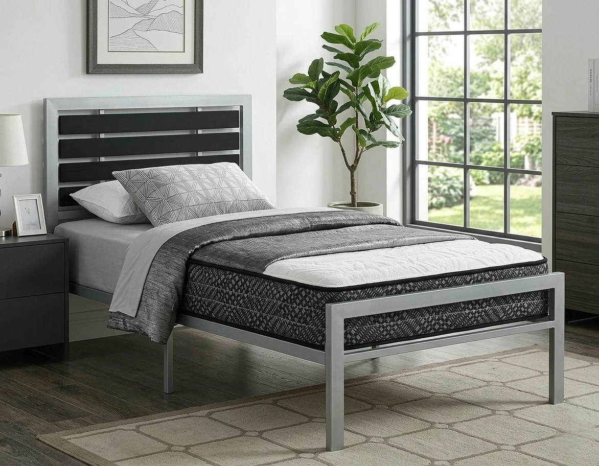 For Sale: Modern Twin Bed Set - Frame+Mattres - photo 4
