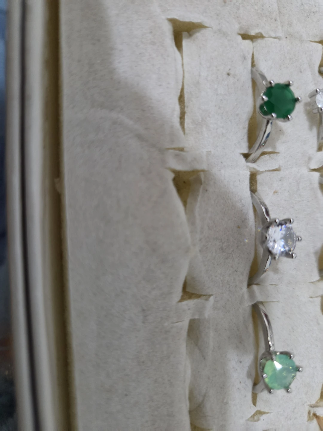 Silver Ring with Green white paste Stone