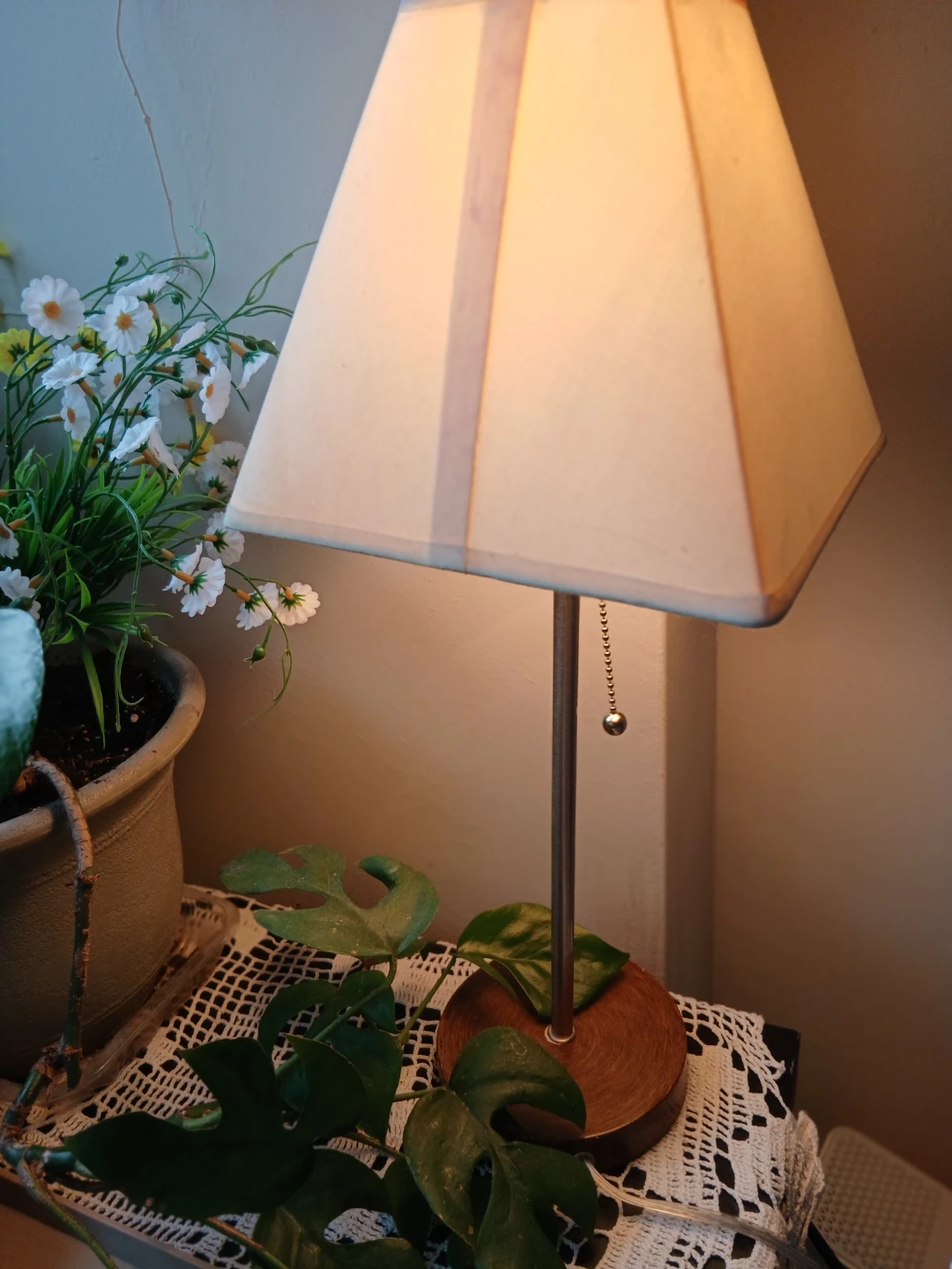 Table Lamp with Cream Square Shade