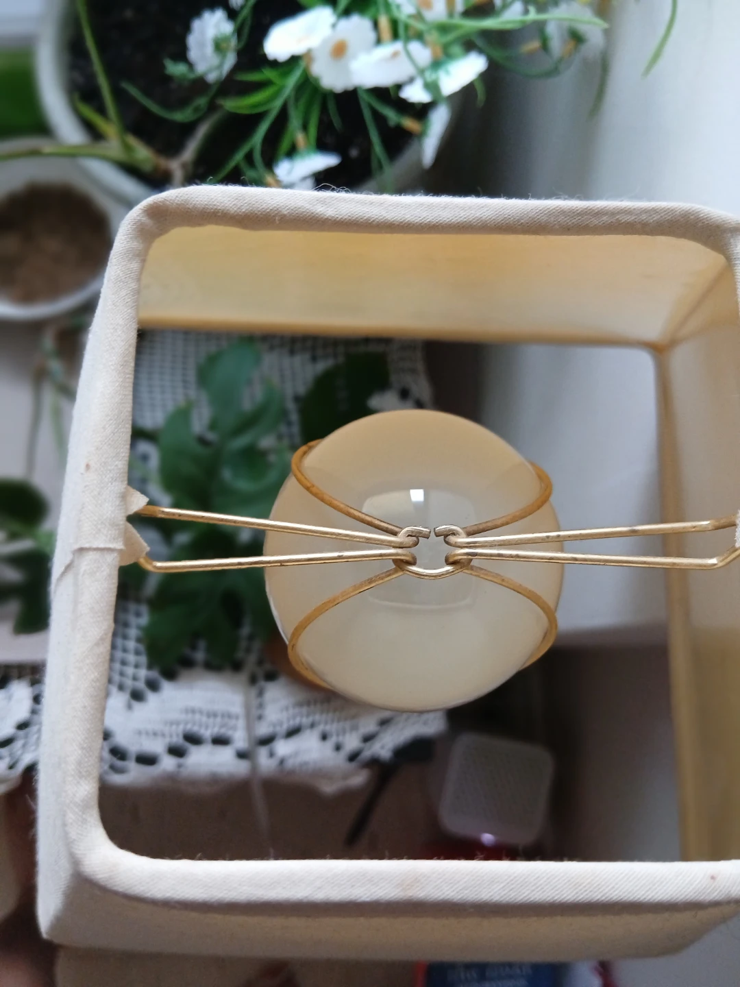 Table Lamp with Cream Square Shade - photo 2