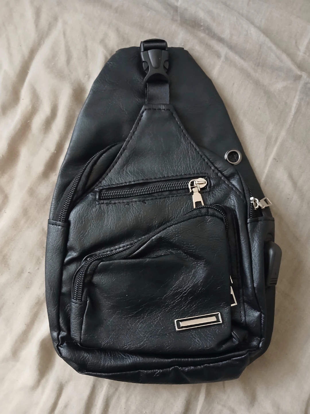 Black Faux Leather Crossbody Bag