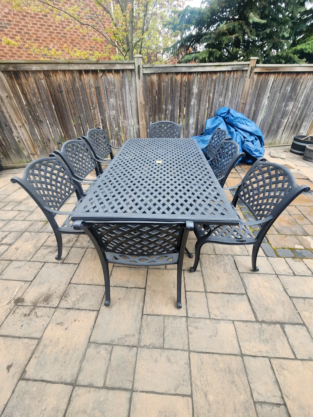 Black Metal Patio Dining Set with 6 Chairs - photo 5