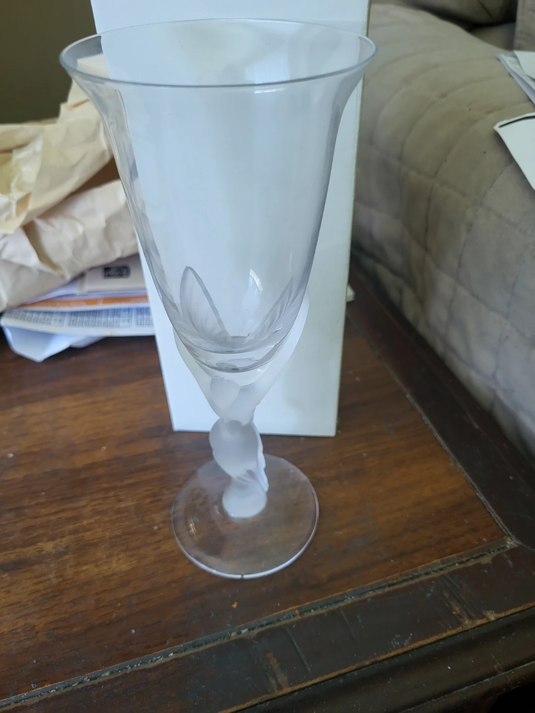 Crystal Glass with Frosted Swan Stem