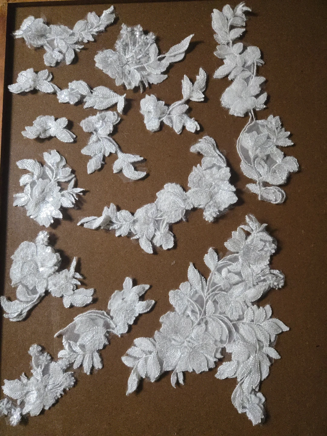 White Floral Lace Appliques  12 Pair