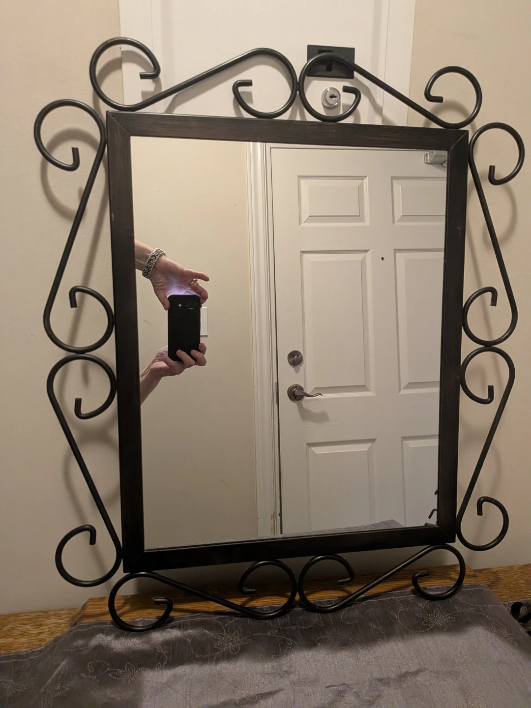 Ornate Scroll Metal Wall Mirror