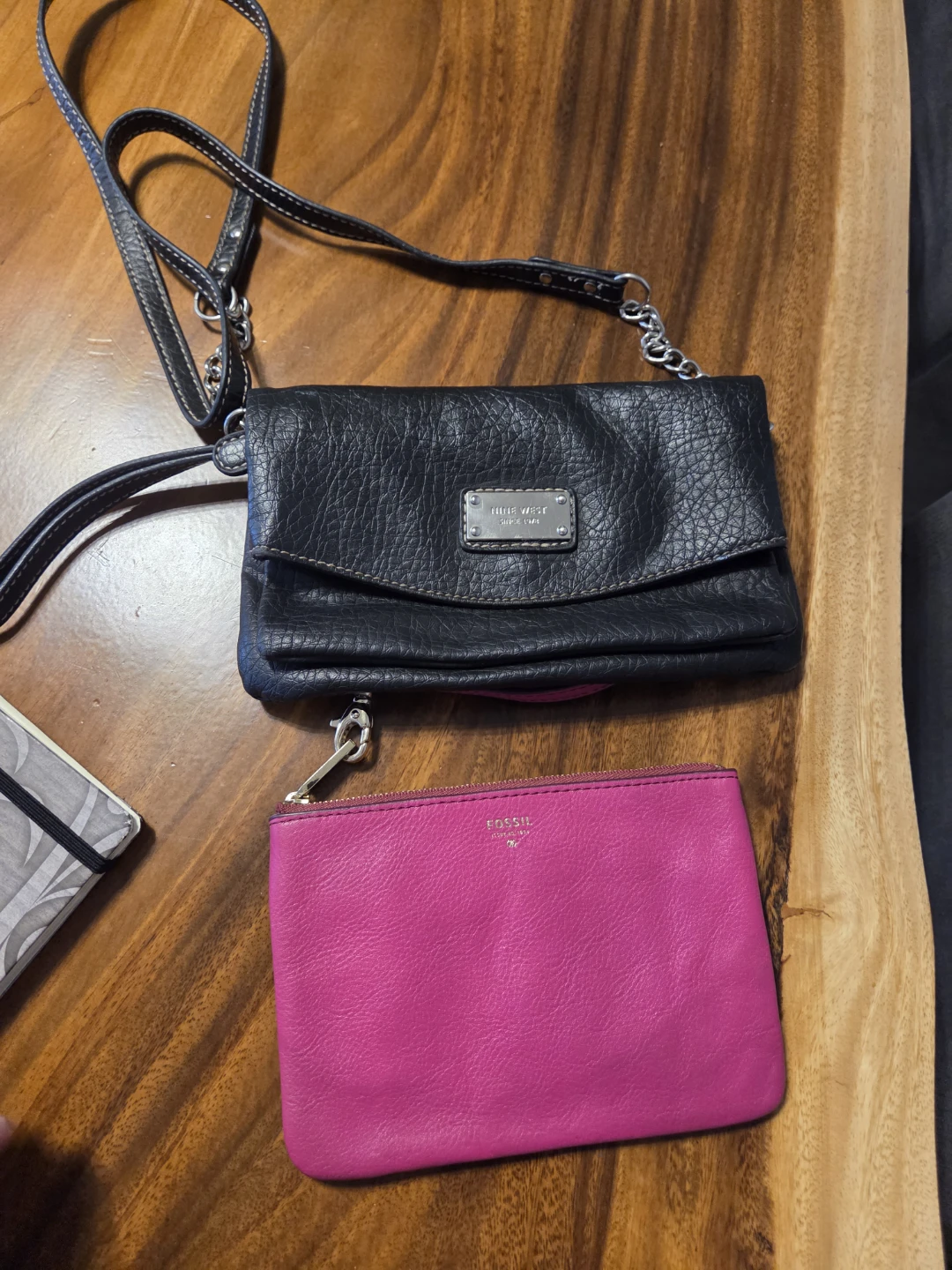 Nine West Black Wallet with Fossil Pink Wristlet