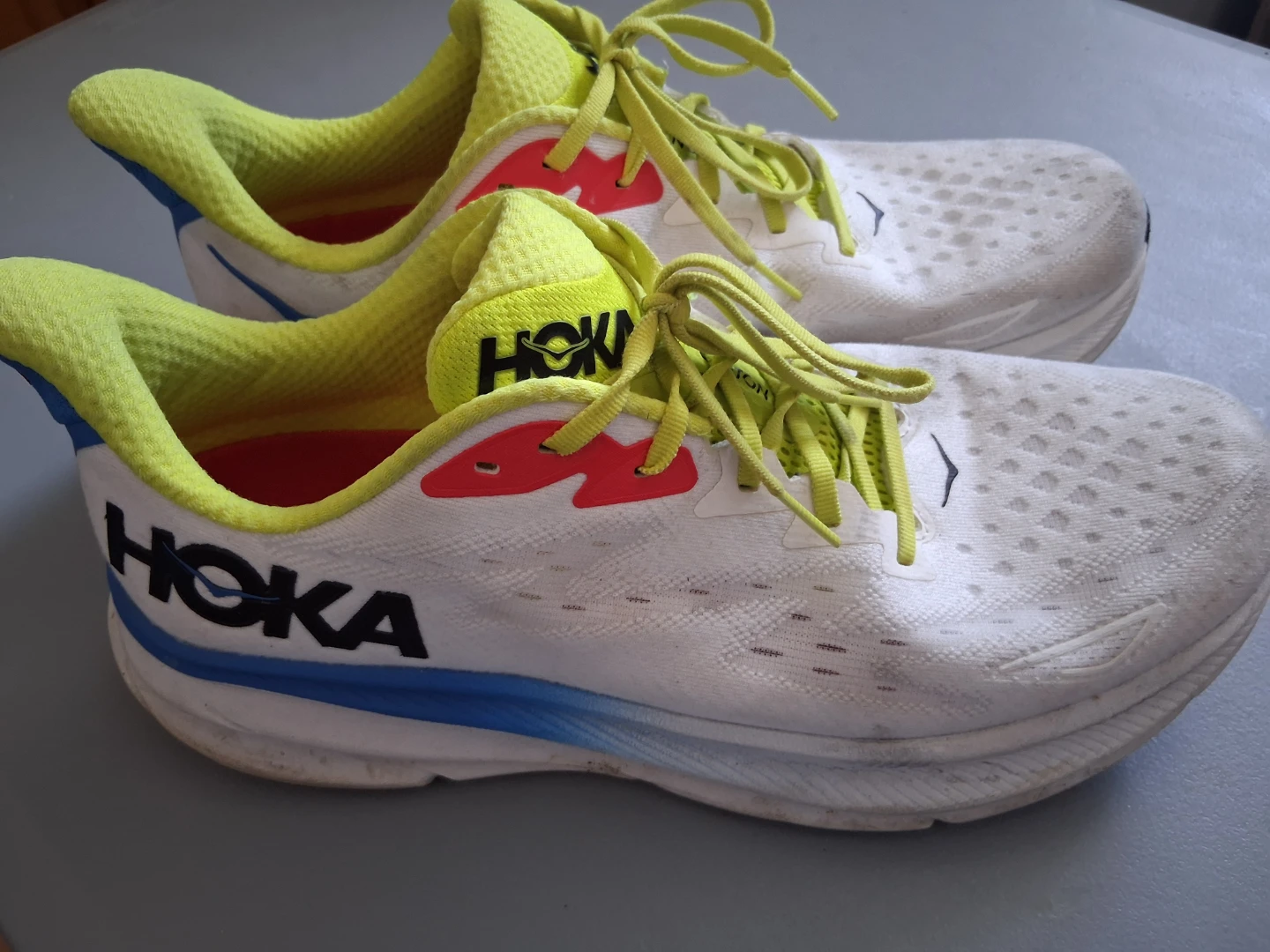 Hoka Clifton 9 Running Shoes White/Yellow Men's Size 9