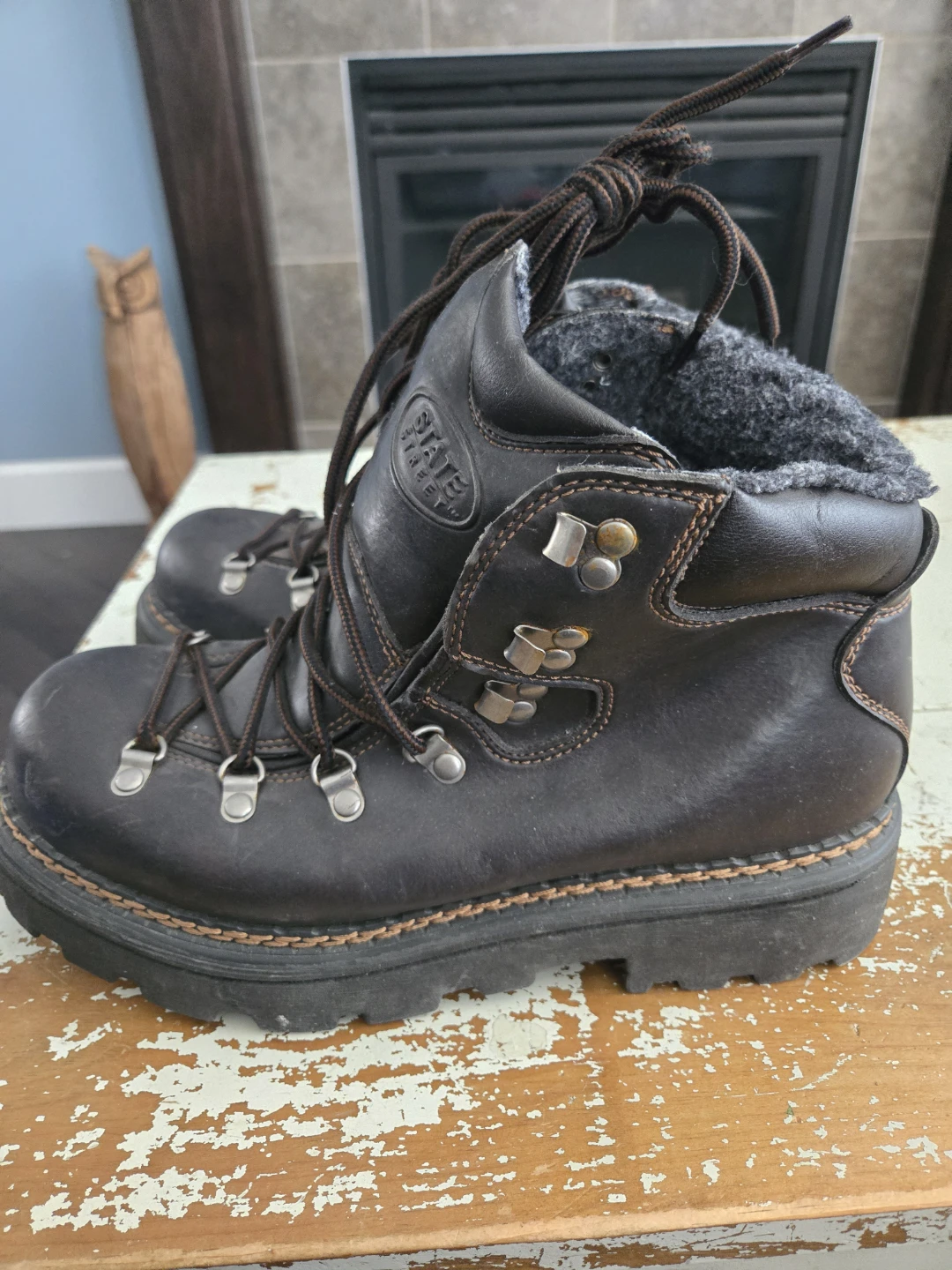 State Street Brown Leather Fur-Lined Hiking Boots - photo 2