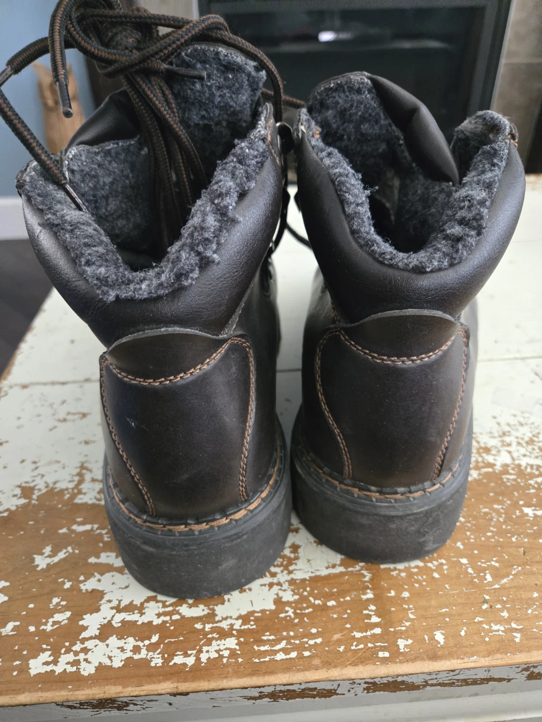 State Street Brown Leather Fur-Lined Hiking Boots - photo 3