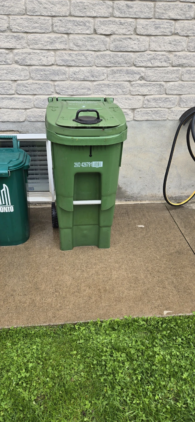 Green Outdoor Waste Bin with Wheels