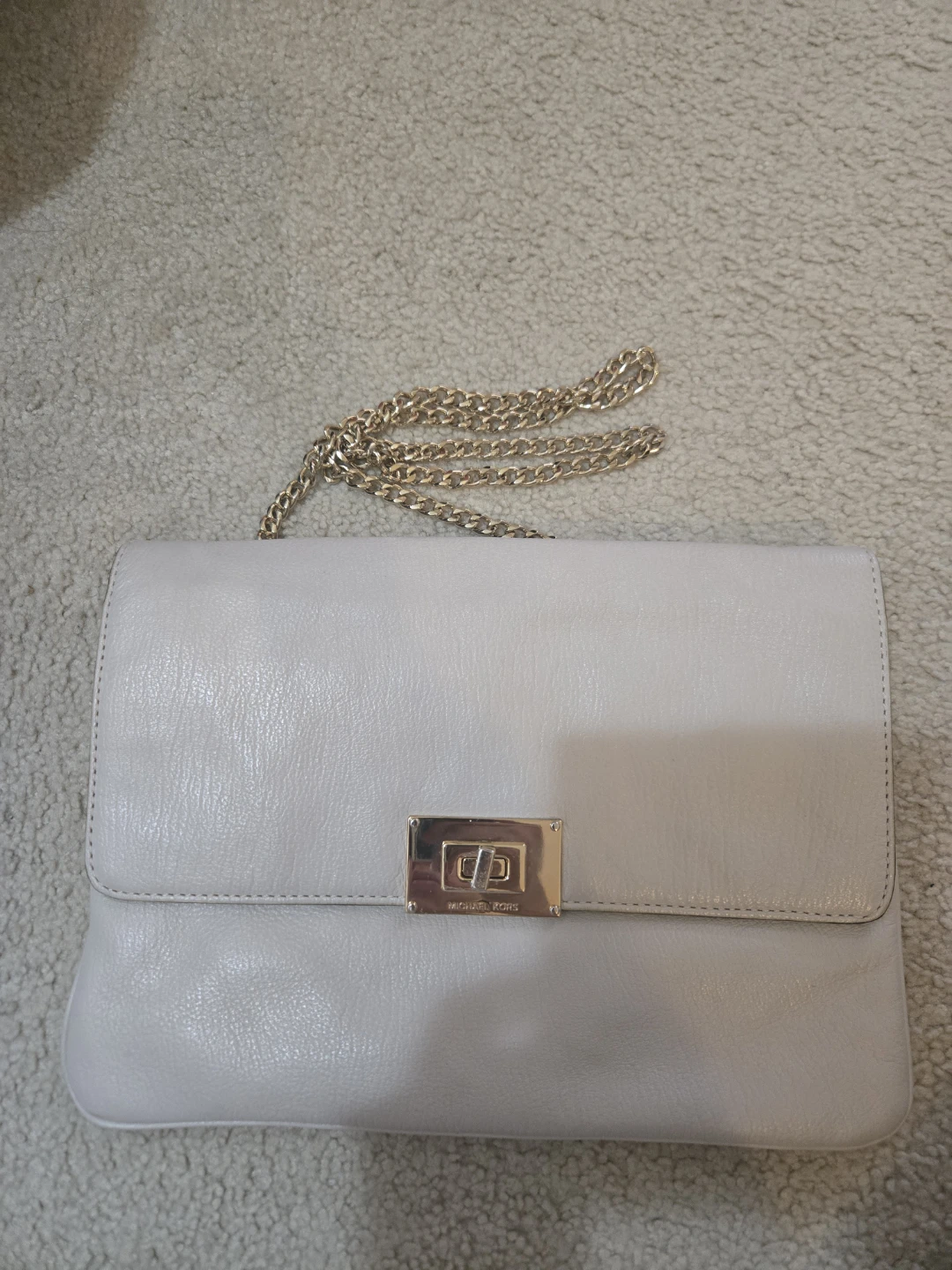 Michael Kors White Leather Chain Shoulder Bag