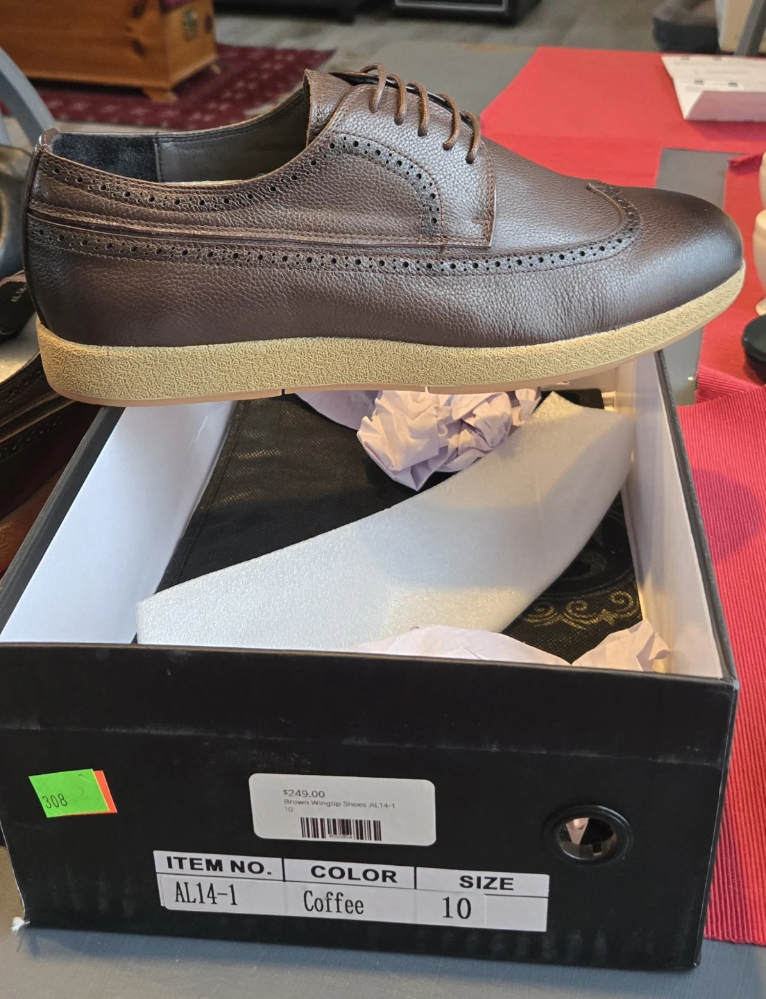 Shover Brown Wingtip Shoes - Size 10 - photo 3