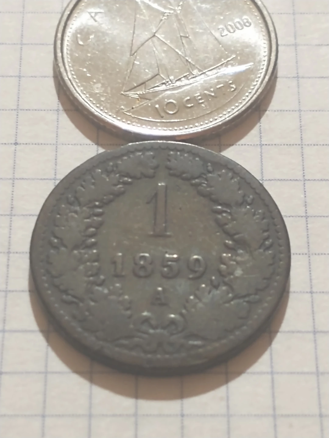1859 Austria 1 Kreuzer Coin KM #2186 - photo 2