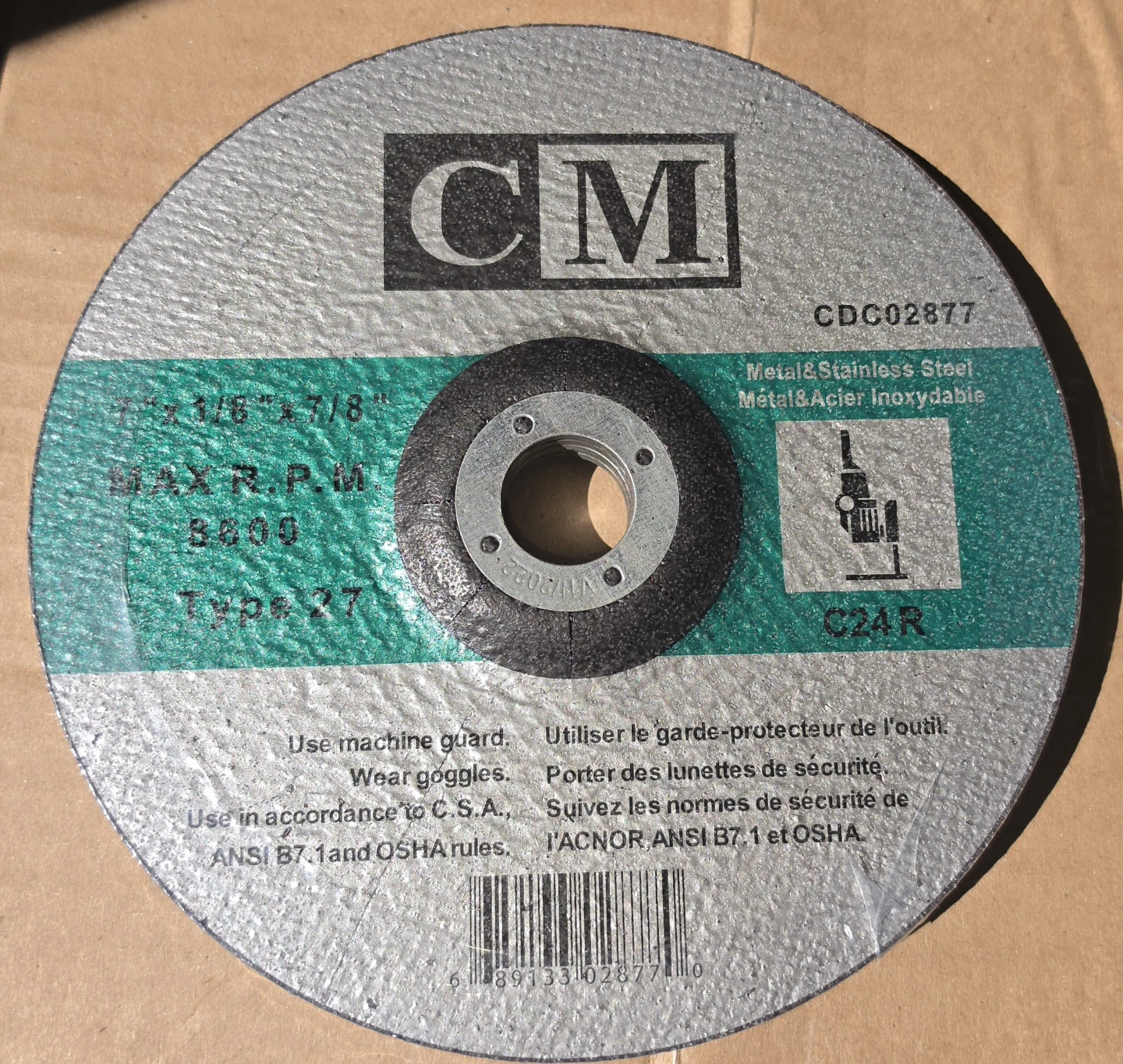CM 7-1/4" Metal & Stainless Steel Grinding Disc