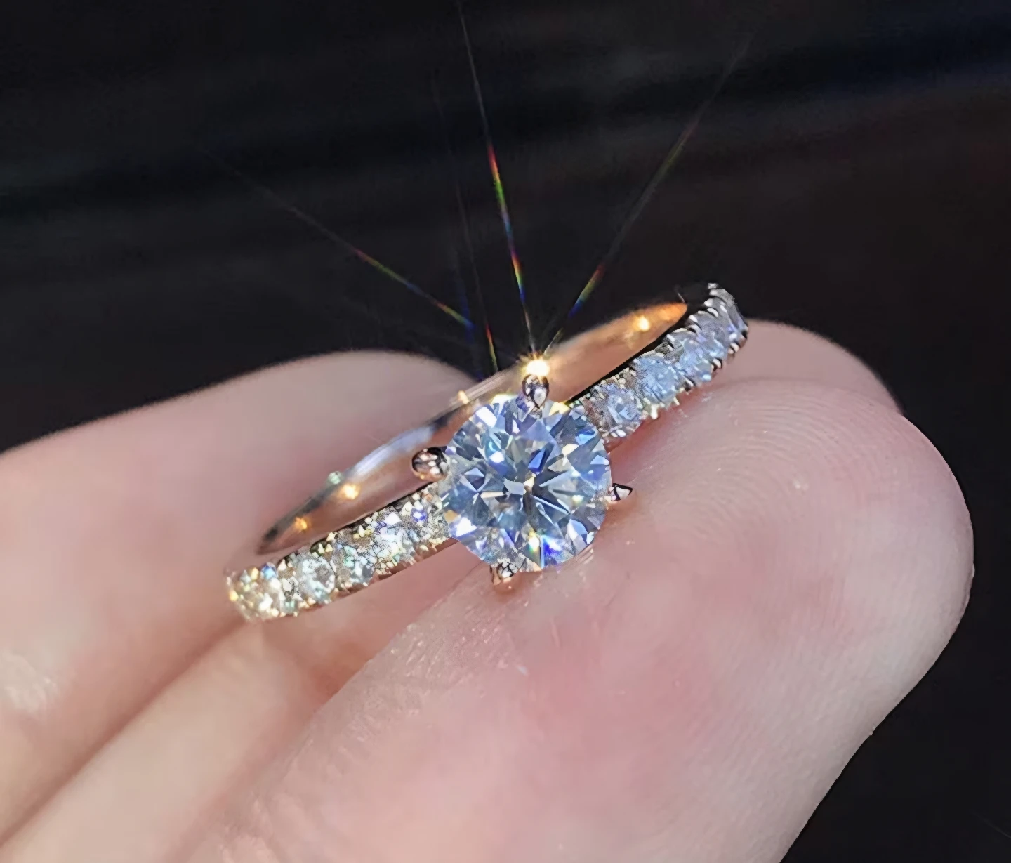 Rose Golden Round Cut Synthetic Cubic Zirconia Ring
