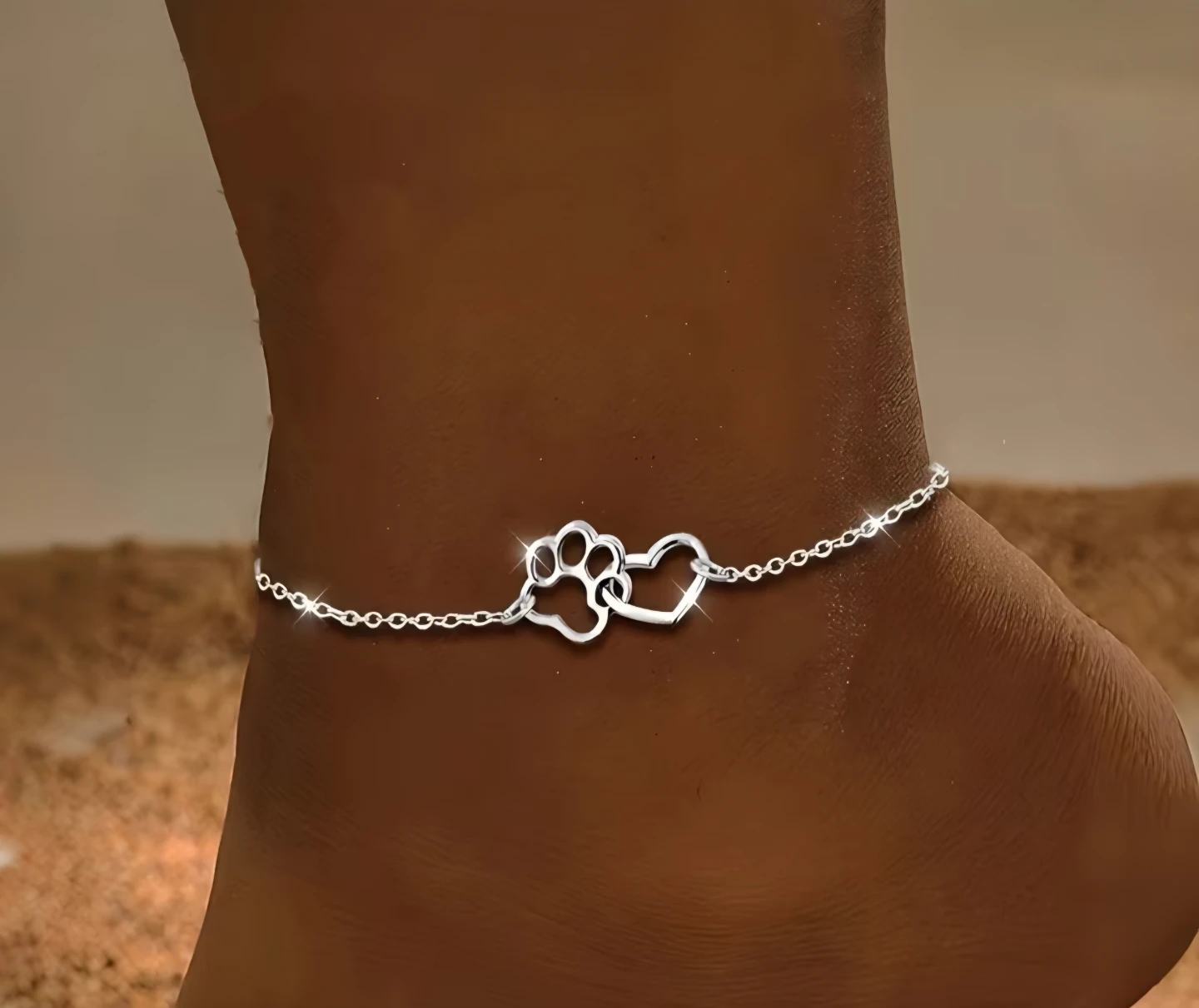 Pet Paw and Heart Ankle Bracelet