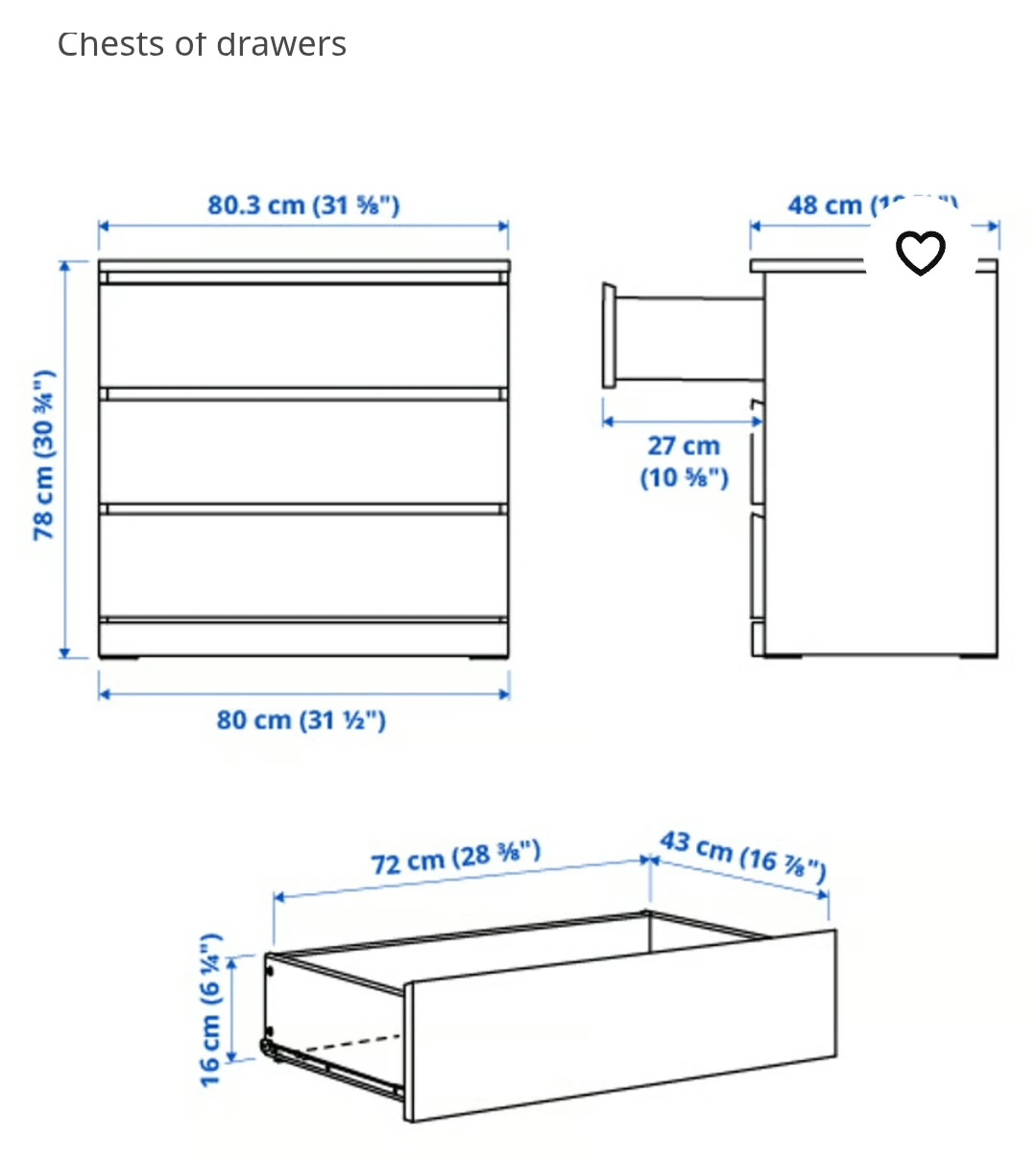 3-Drawer Chest of Drawers - Dark Brown - photo 3