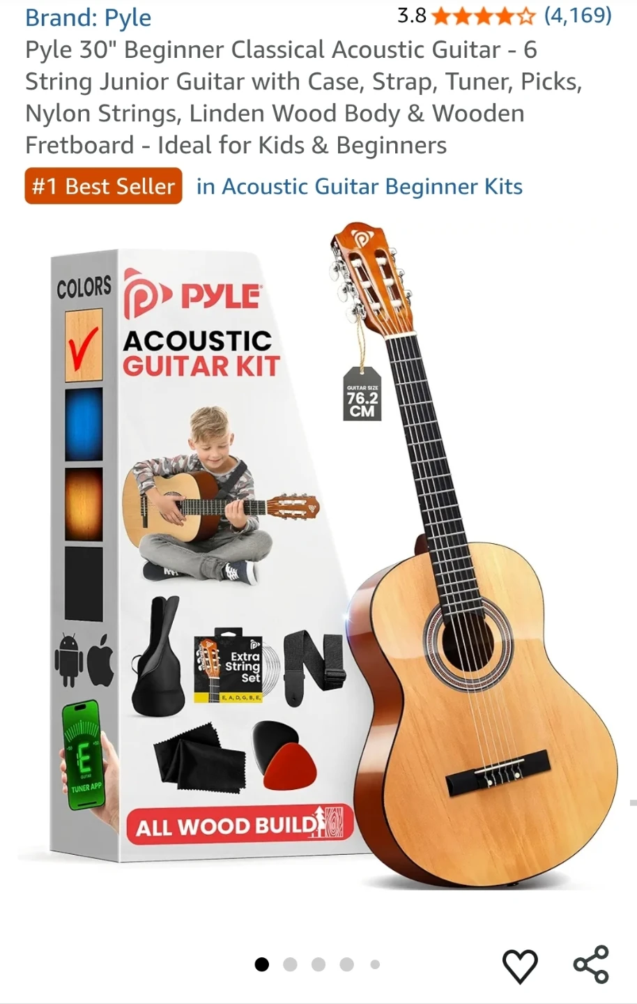 Pyle Classical Handcrafted Acoustic Guitar Kit - 30" - photo 5