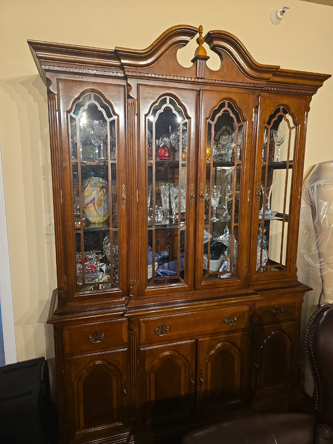 Wooden China Cabinet with Glass Doors