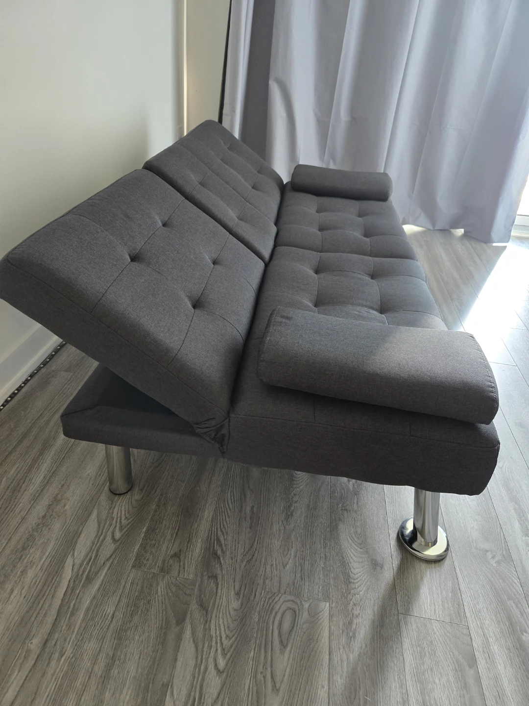 Grey Convertible Sofa Bed with Cup Holders - photo 3
