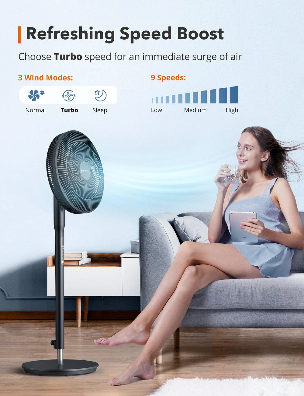 New oscillating fan  9 speeds timer with remote - photo 2