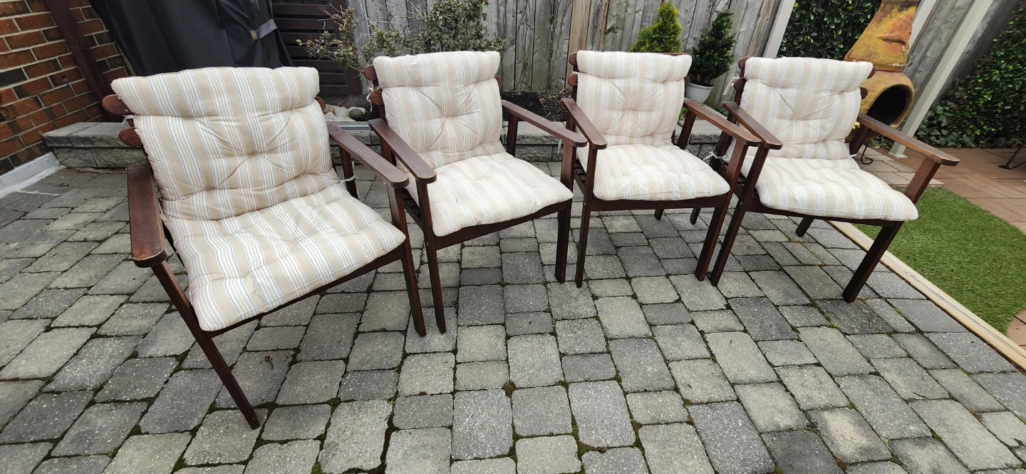 Wooden Patio Chairs with Cushions - Set of 4