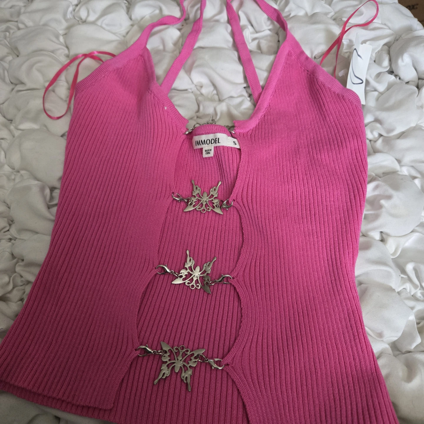 Immodel Pink Butterfly Halter Top - photo 2