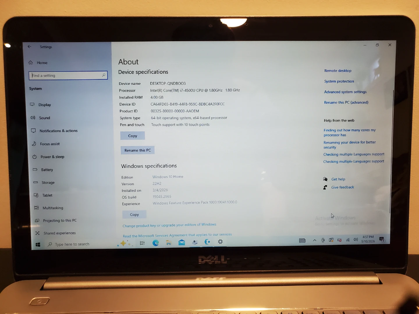 Dell Inspiron 15 7000 touchscreen