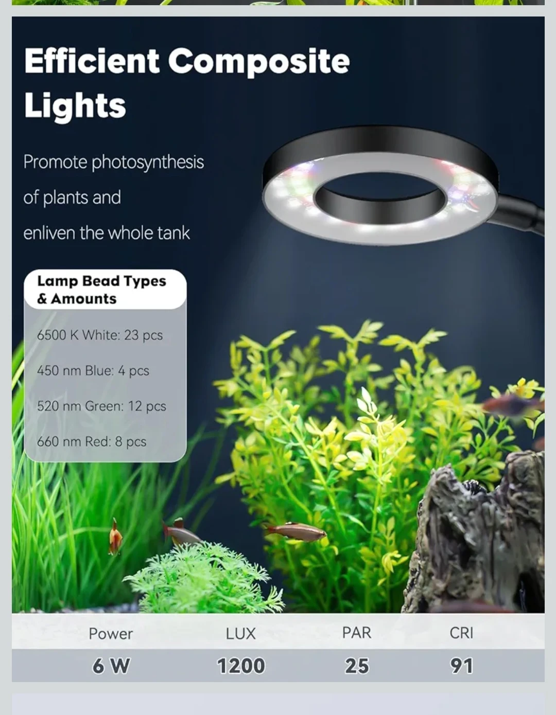 LED Aquarium Light Clip On Fish Tank Light USB