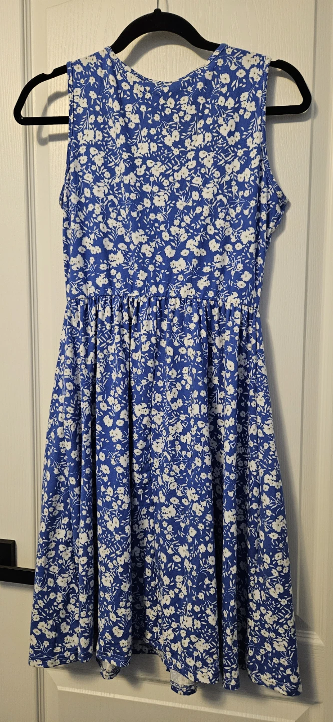 Blue Floral Sundress with Crochet Neckline Small - photo 3