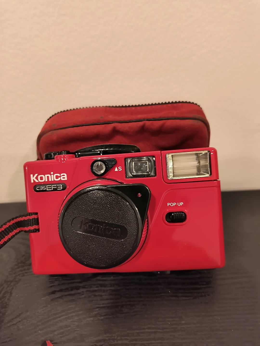 Konica C35 EF3 Red 35mm Film Camera with Case