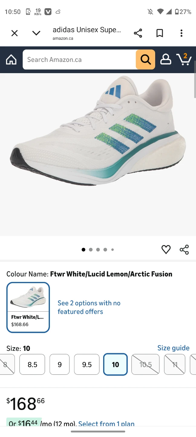 Adidas Supernova 3 Running Shoes - White/Blue - Size 11.5 - photo 3