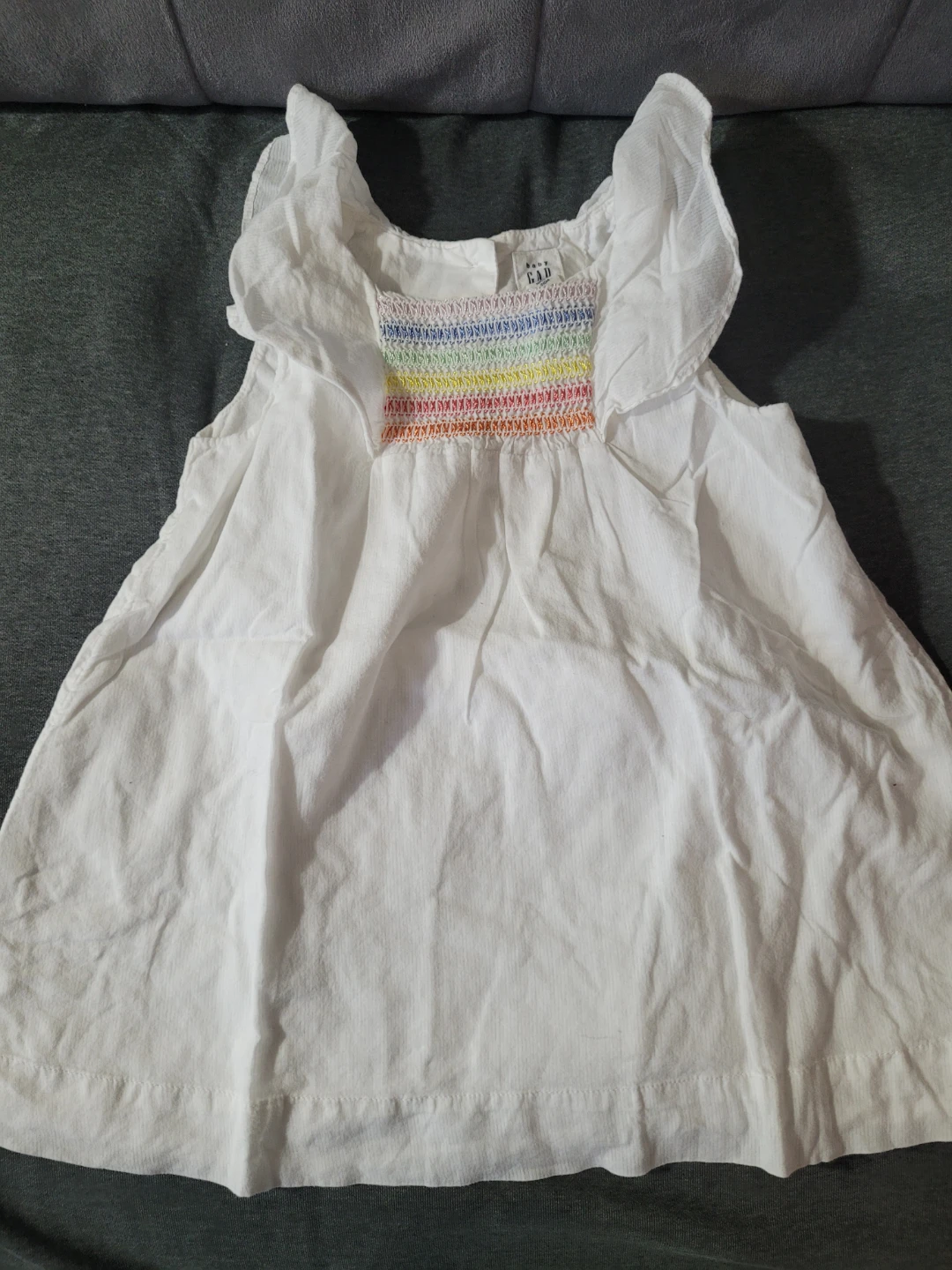 Baby Gap White Dress with Rainbow Smocking - 18-24 Months - photo 2