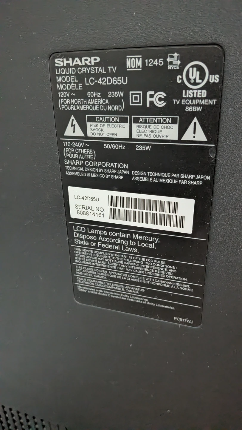 Sharp Aquos 42'' LC-42D65U LCD TV - photo 2