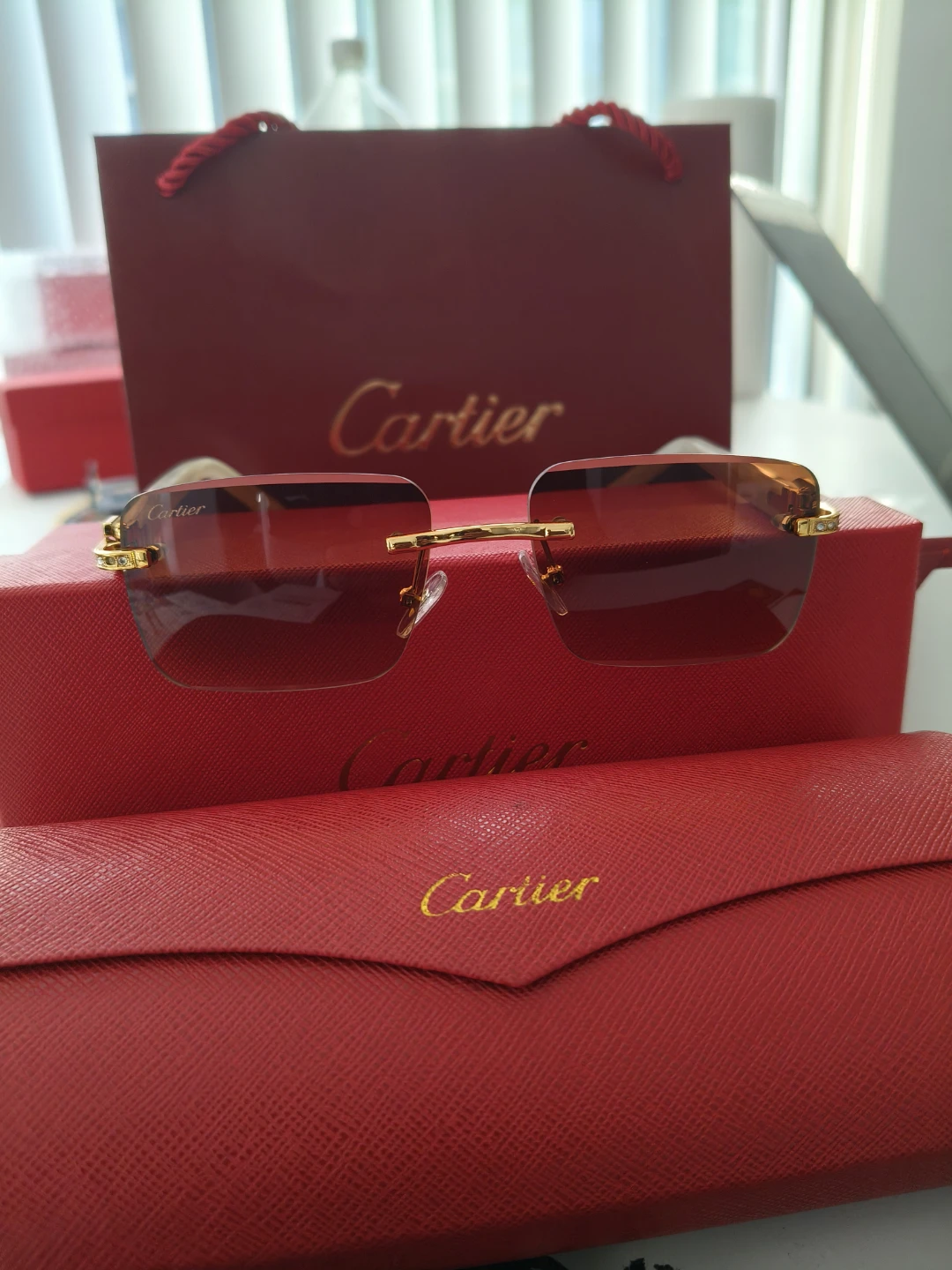 Cartier Rimless Sunglasses with White Accents
