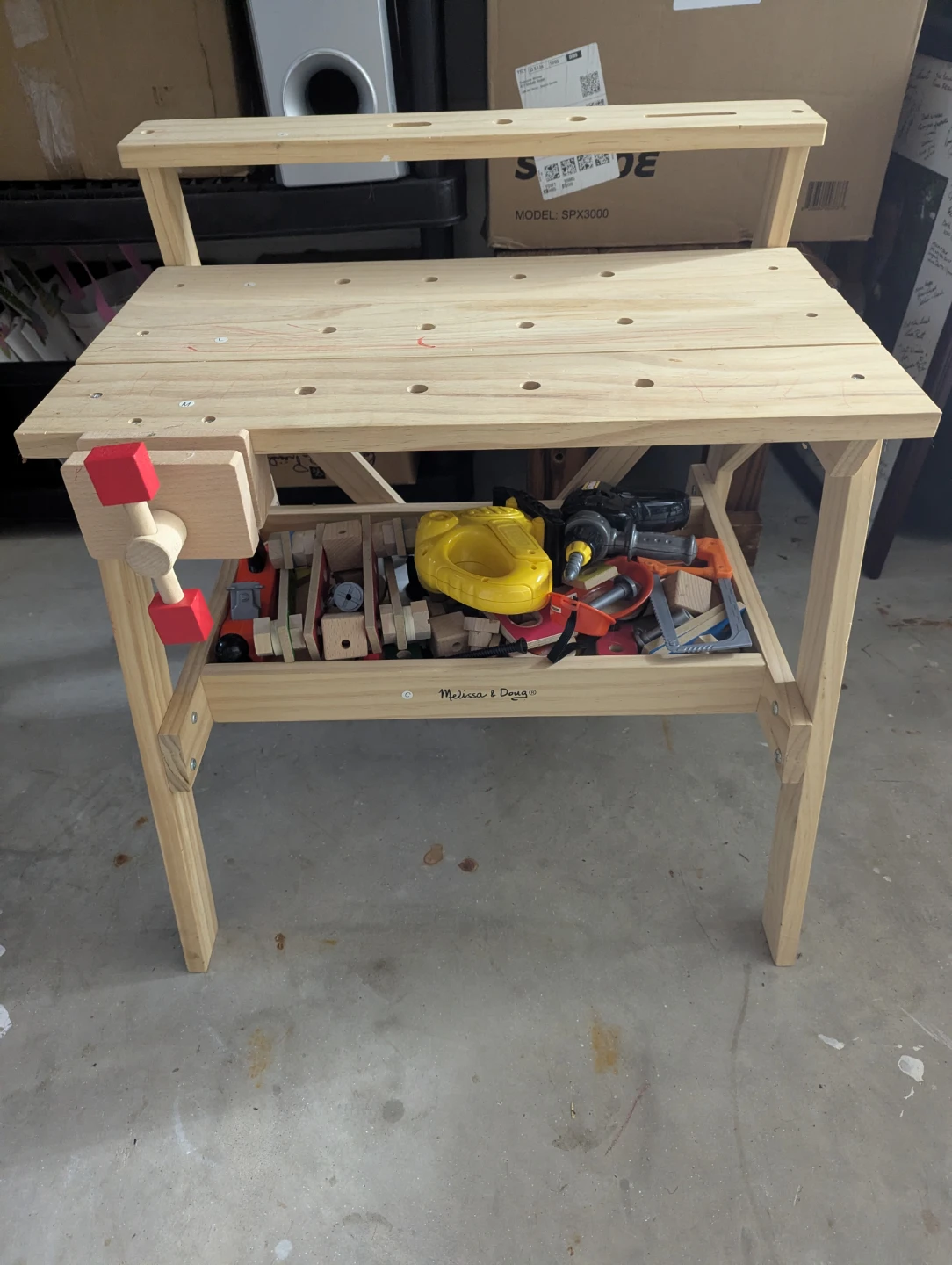 Melissa and Doug wooden work bench.