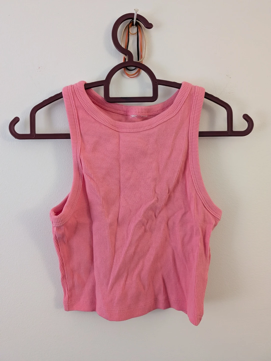 Pink Ribbed Tank Top Sexy Crop Top Summer hot top ptp 12.5"